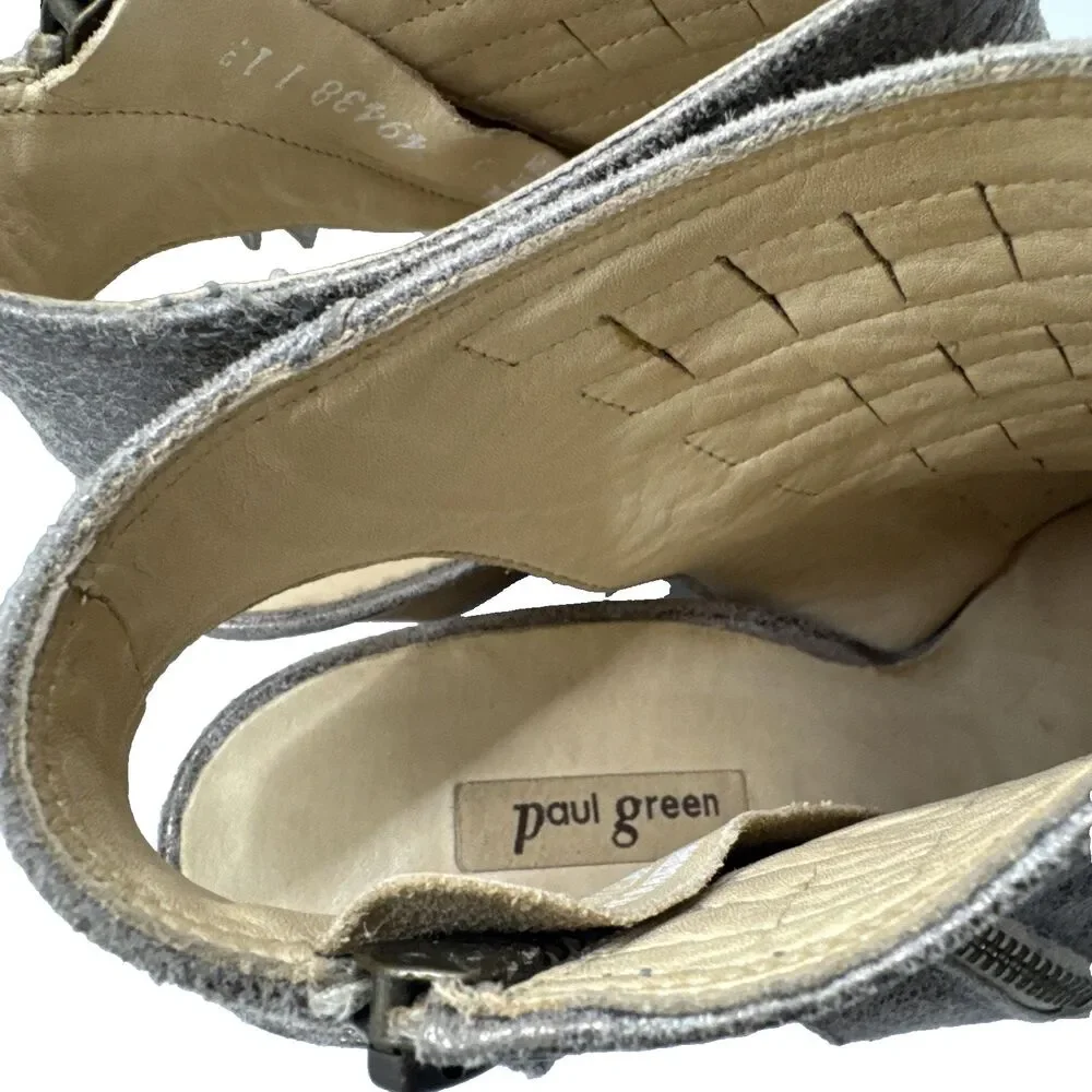 Paul Green Cayenne Leather Peep Toe Sandals Heels Sz7.5